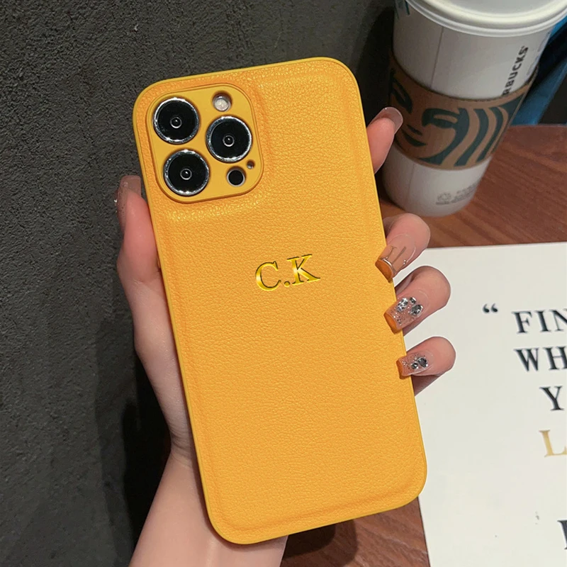 Personalized Customized Luxury Leather Phone Case For iPhone 14 Pro 13 12 11 Pro Max 14 Plus 14Pro Funda Hard Back Cover Cases