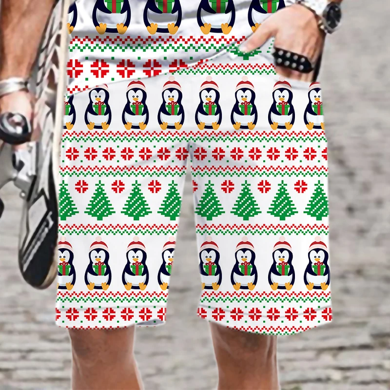 

Christmas Pattern Streetwear Fashion Cool Harajuku Beach Loose Funny 3D Printed Man Elastic Waist Men's Shorts Mens Clothing