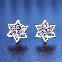 trendy s925 sterling silver 0 5ct d color vvs1 stars moissanite stud earrings for women jewelry plated white gold birthday gift
