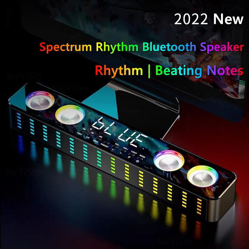 

5,0 RGB портативная беспроводная Bluetooth игровая колонка с поддержкой настольного компьютера, часы, колонка с TF-картой, USB, ПК