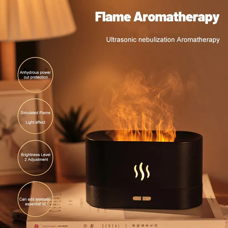 

Colorful Flame Aroma Diffuser Air Humidifier Ultrasonic Cool Mist Maker Fogger with Led Lighting 180ml Essential Oil Diffusers