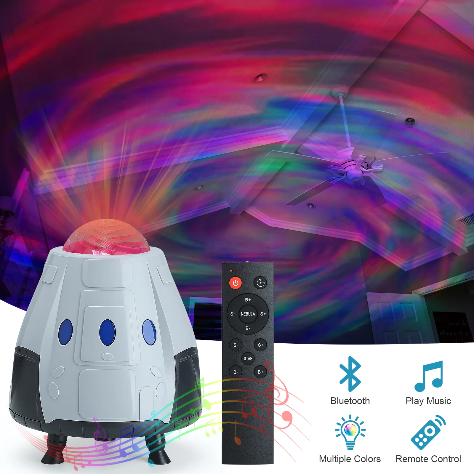 

Space Capsule Starry Sky Projection Light Bluetooth Milky Way Projector Night Lights Astronaut LED Atmosphere Lamp Room Decor