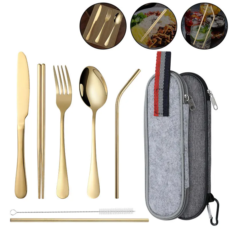 

Outdoor Dinner Set Gift Utensils for Kitchen Accessories Steak Spoon and Fork Set Luxurious Tableware Portable Home Sets Cutlery