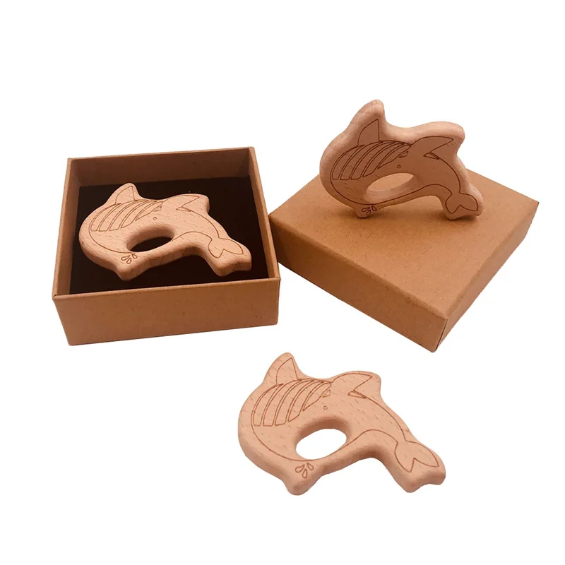 

Teethers Lovely Cartoon Wood Teether Natural Cartoon Animal Shaped DIY Teething Necklace Beech Baby Teethers 1pcs