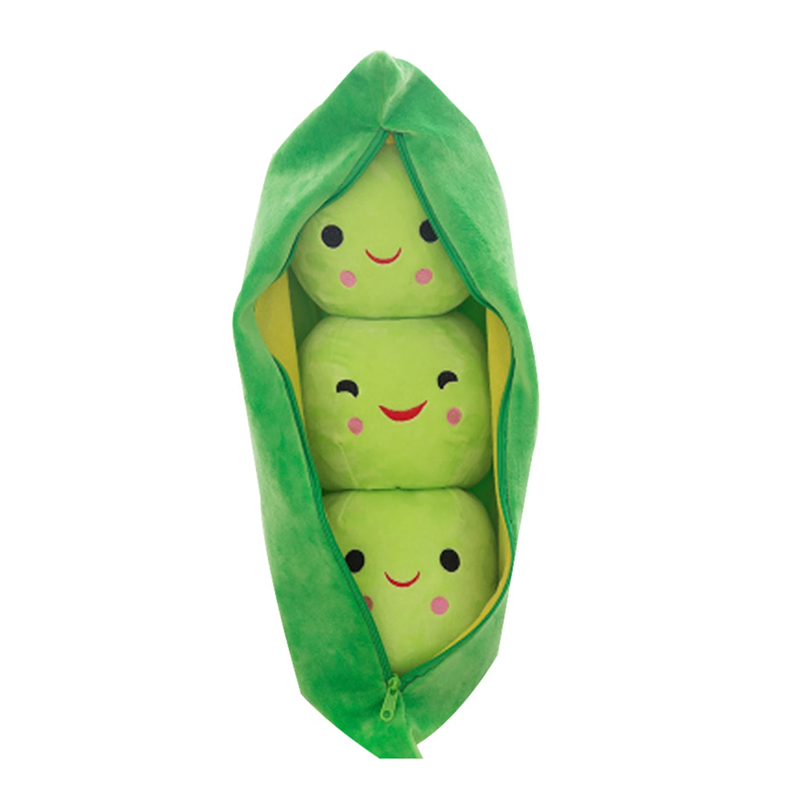 Lovely Pea Pod Shape Plush Bean Bag With 3 Smiling Beans Soft Pillow Home Decoration