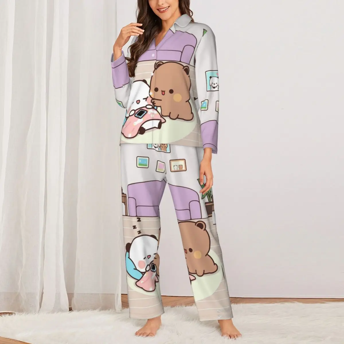 Женский пижамный комплект Panda Bear Hug Bubu Dudu из 2 предметов для женщин повседневный