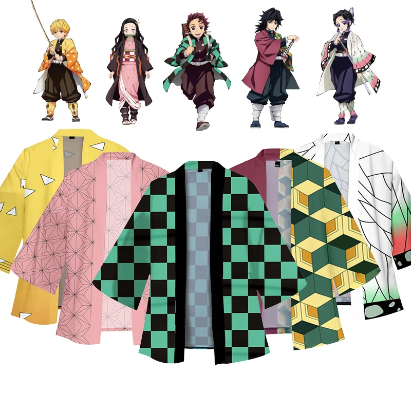 Demon Slayer Kamado Tanjirou Nezuko Haori Anime Kimetsu No Yaiba Cosplay Kimono Haori Yukata Halloween Costume Gift Men/women