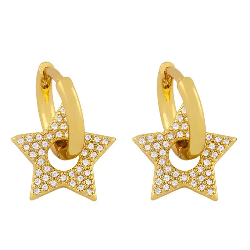 Купи Love Diamond-Encrusted Earring Star Heart Shape Personality Ear Rings Women Geometric Ear Accessories Gold Jewelery Girls Gifts за 283 рублей в магазине AliExpress