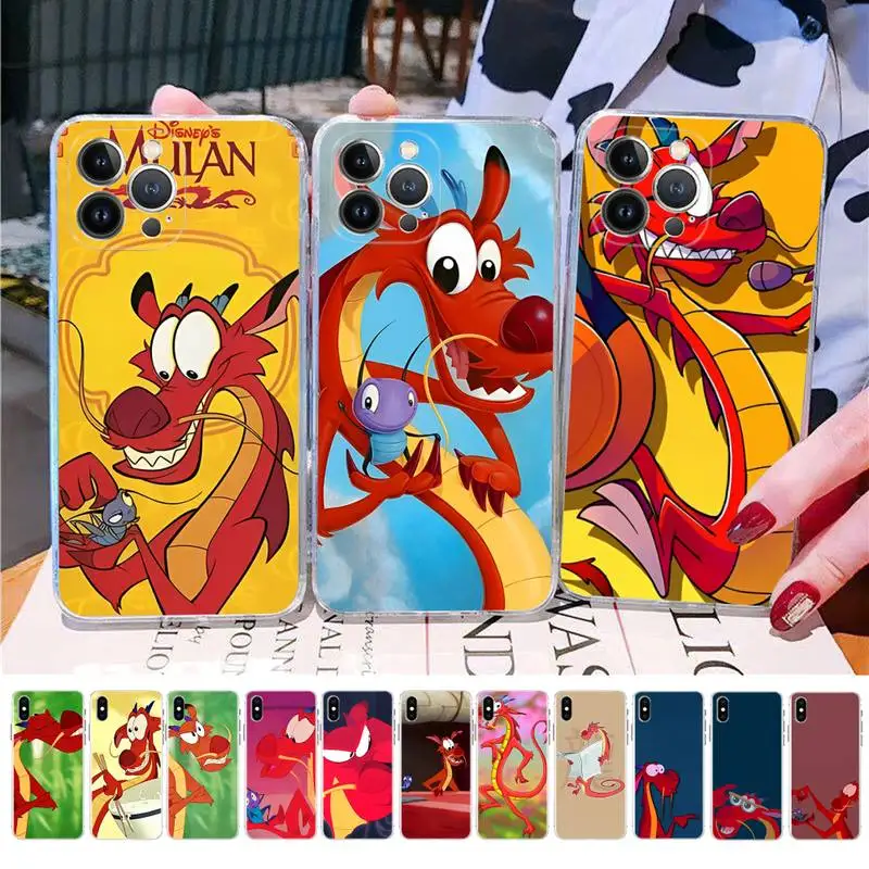 

Disney movie Mulan Mushu dragon Phone Case For iPhone 14 11 12 13 Mini Pro XS Max Cover 6 7 8 Plus X XR SE 2020 Funda Shell