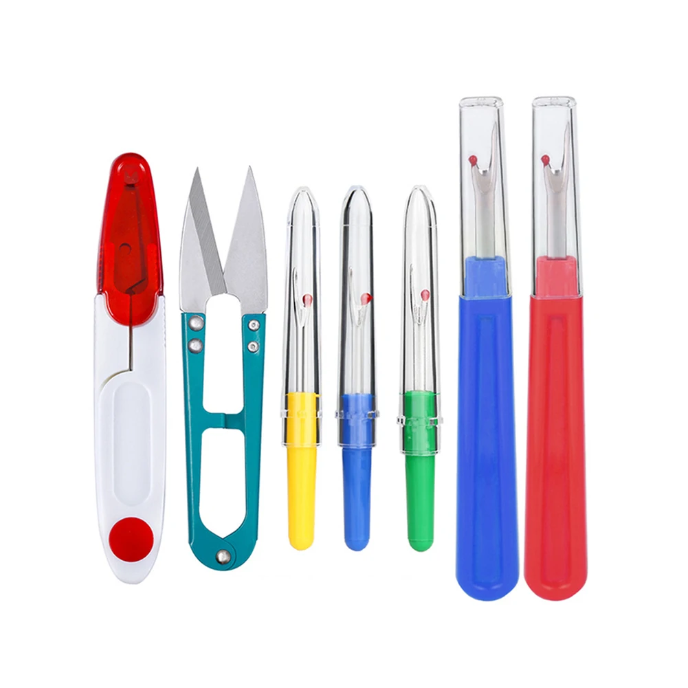 

New High Quality 7PCS Sewing Seam Ripper Kit Thread Cutter Scissors Set With Protective Covers Sewing Thread Removal Tool