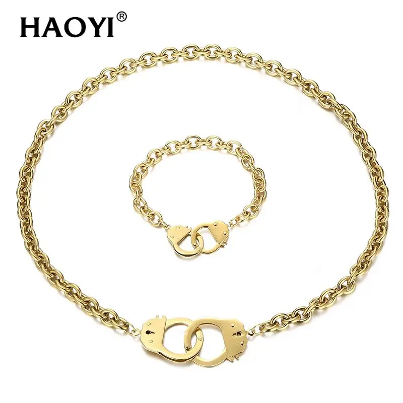 

Stainless Steel Handcuffs Connecting Chain Bracelets Necklaces For Women Men Personalized Minimalist Fashion Punk Jewelry