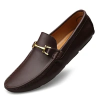 fashion men split leather loafers slip on luxury man flats casual shoes brown coffee spring autumn male driving sneakers