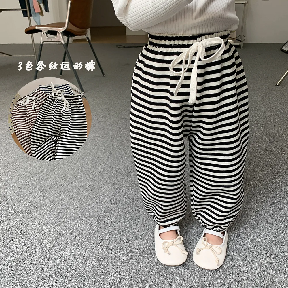 

Детские Брюки Новинка весна-осень Детские Полосатые брюки женские повседневные свободные брюки мужские спортивные брюки