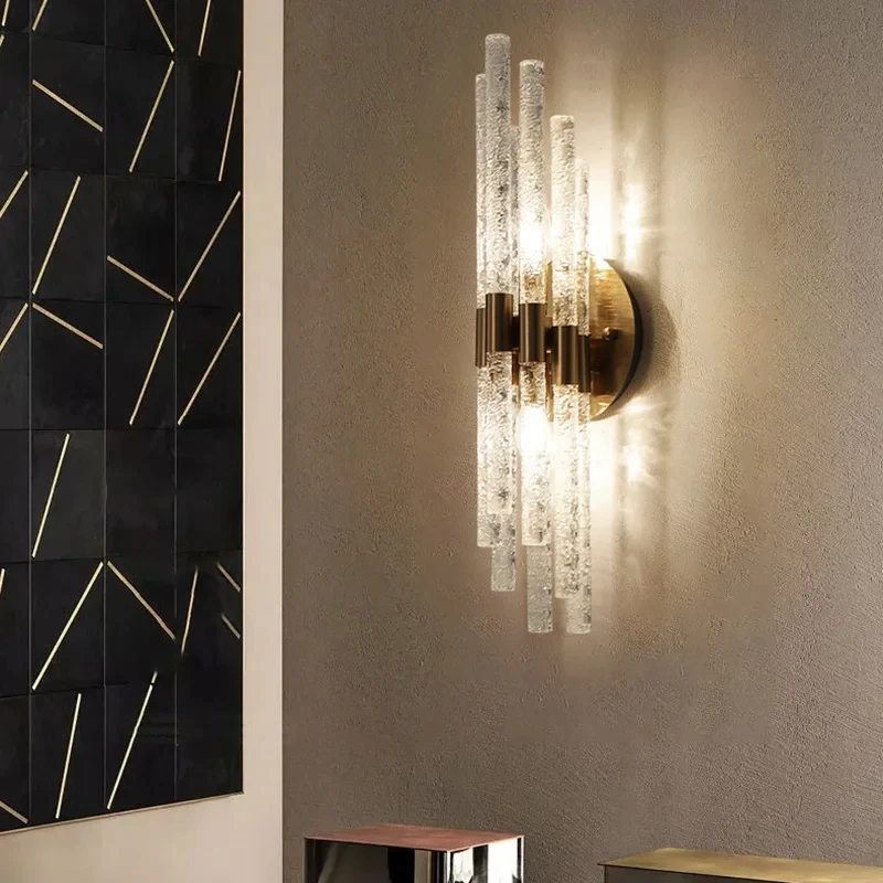 Современная роскошная хрустальная настенная лампа для спальни фойе ресторана