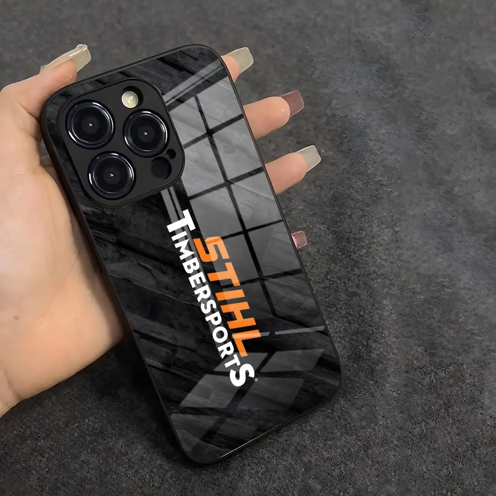 Чехол для телефона S-StihlS Timbersports Series для iPhone 17 Air 16 E Pro Max 15 14 13 Mini 12 Pro 11 Max Plus, черный, стеклянный (art.: 3920db953d7ff) - 3920db953d7ff