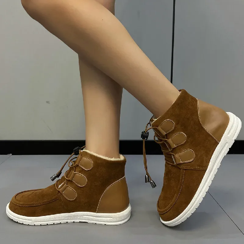 

Женские зимние ботинки на осень и зиму, новинка 2023, европейские и американские размеры, хлопковая обувь с плюшевой подкладкой и высоким верхом для женщин