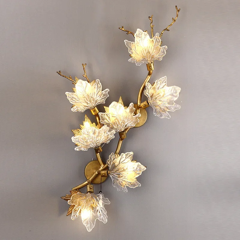Современная Женская Роскошная настенная лампа в виде кленового листа Золотой