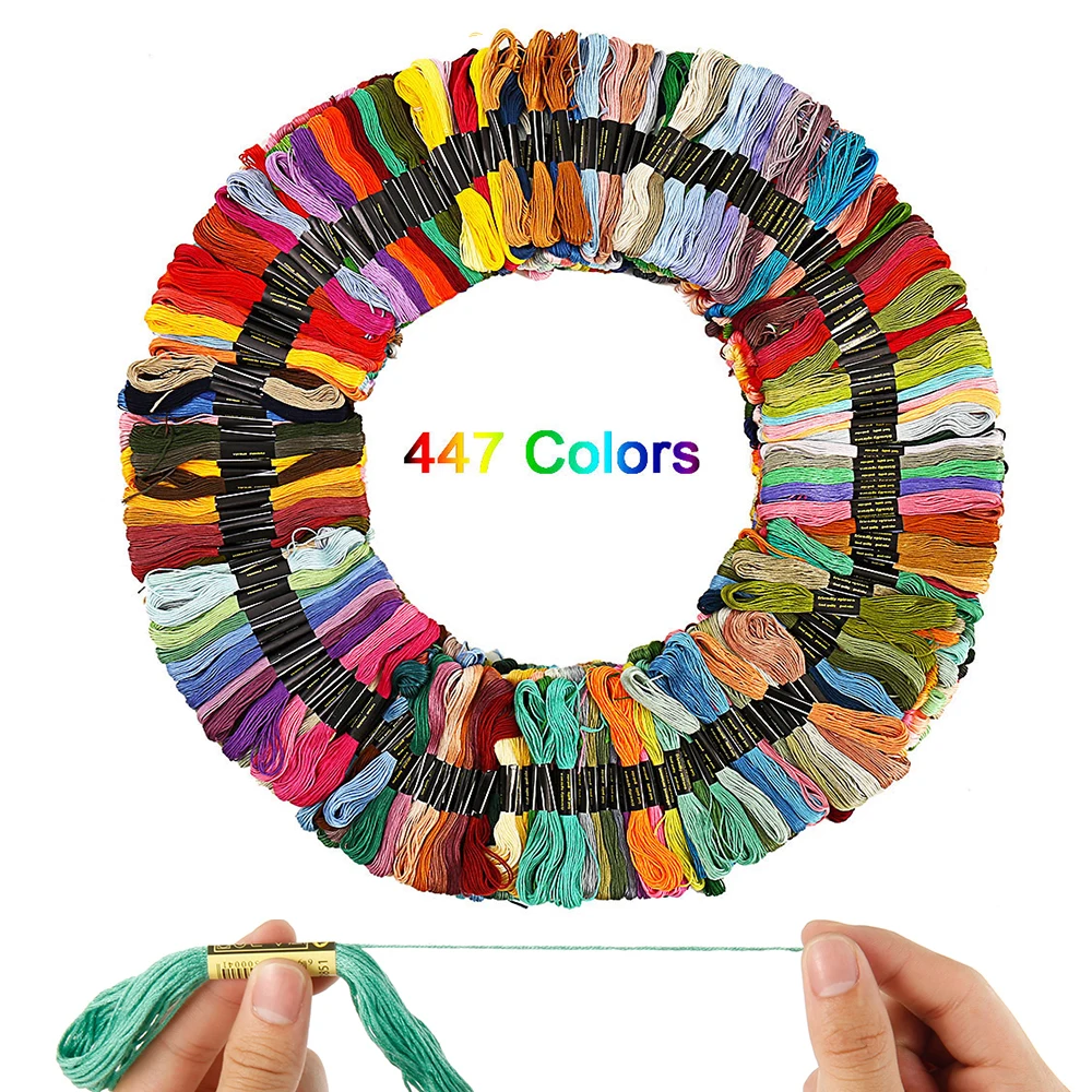 

447 Color Cotton Embroidery Cross Stitch Threads Rainbow Embroidery Floss 8m Crafts Floss Embroidery Thread for DIY Thread Craft