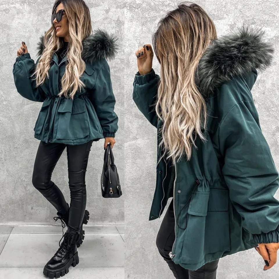 2022 Fashion Autumn and Winter New style Cotton jacket Cotton jacket Wool collar Thick tide style overcome