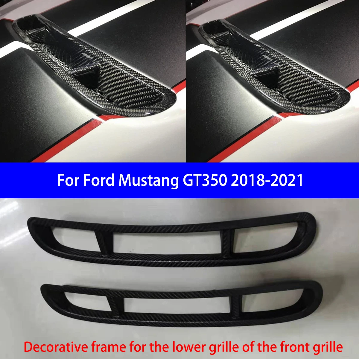 Фото Подходит для Ford Mustang Dry, задняя крышка из углеродного волокна/камера/рамка противотуманного фонаря/передняя решетка/задняя жалюзи, декоративные детали №5