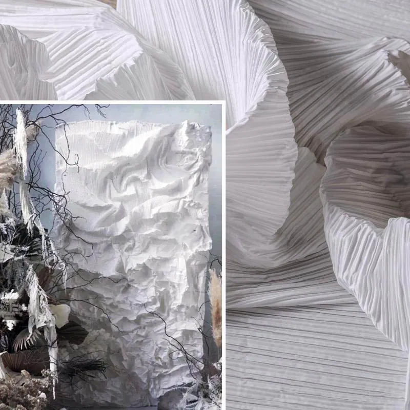 

Miyake Life Plastic Pleated Fabric Manual DIY Creative Texture Painting Wedding Background Decoration Designer Fabric