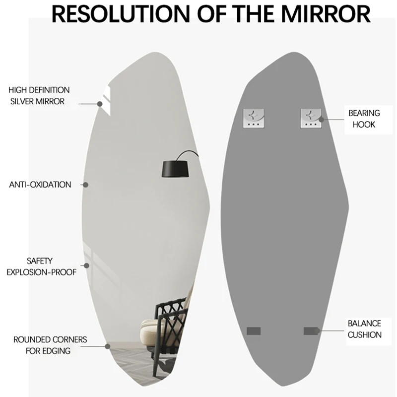 Неправильное висячее зеркало настенное искусство ванная комната макияж бесплатная доставка современный дизайн свет полный зеркала светодиодный спигель домашний декор.