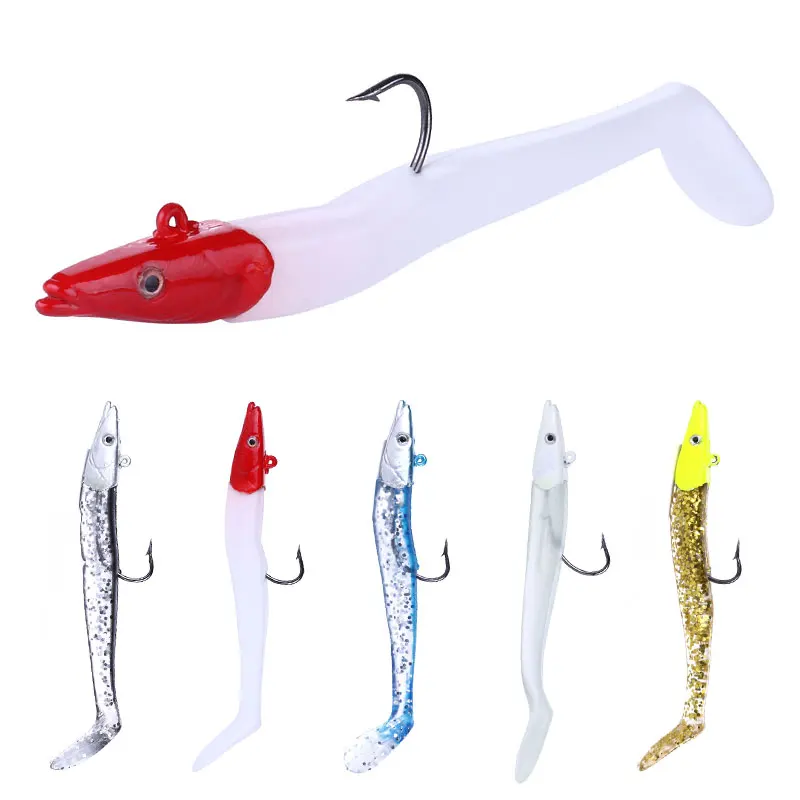 

HENGJIA 1 шт. свинцовая головка светящаяся Мягкая приманка из ПВХ 11 см 19 г приманка искусственная приманка с одним крючком рыболовная приманка б...