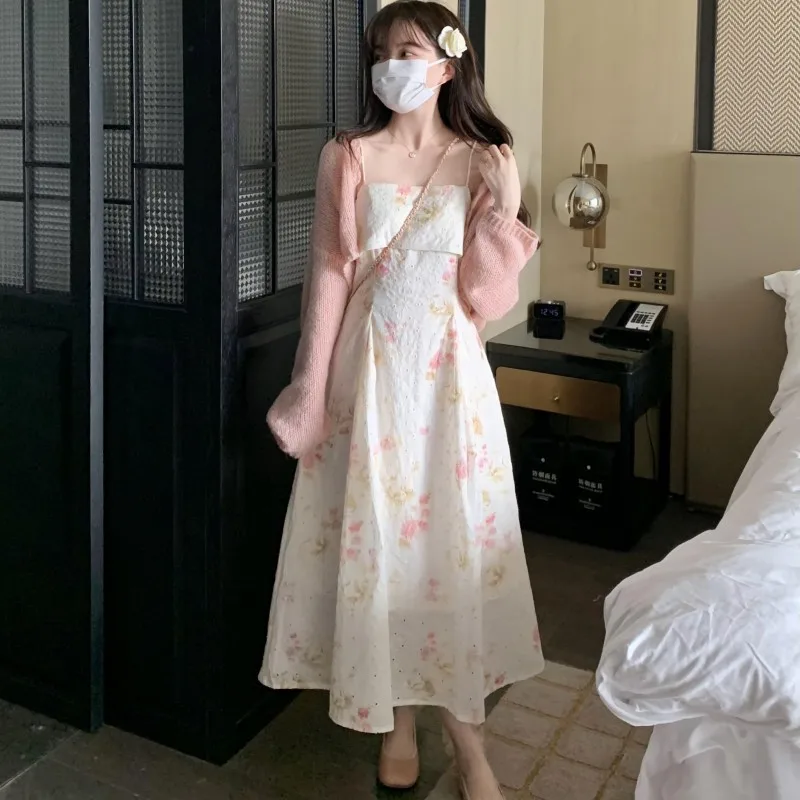 

Женское шифоновое платье с вышивкой, изящное платье с тонкой талией, притягивающий и нежный эффект, лето 2023