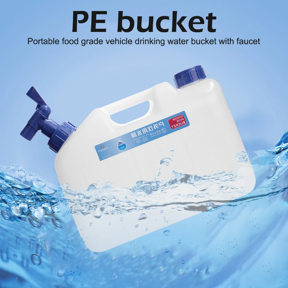 

Portable Car Driving Water Tank Container 10L 15L Portable Water Container with Faucet 2 Handles for Camping Hiking Driving
