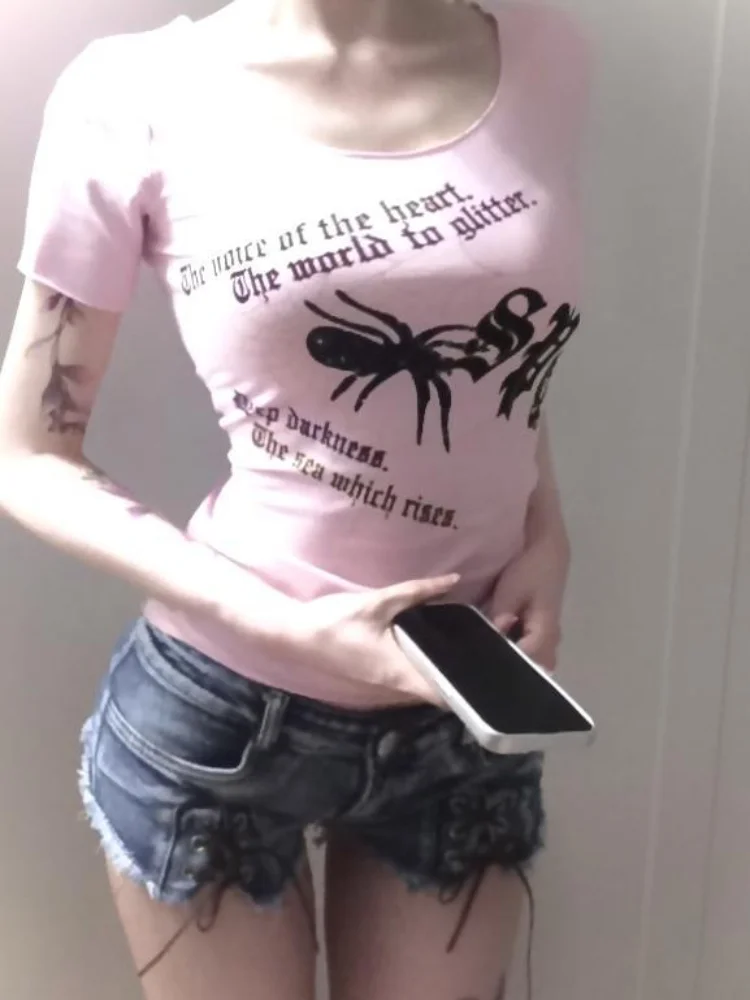 Женская футболка с коротким рукавом и круглым вырезом, в стиле Харадзюку Женская футболка с коротким рукавом и круглым вырезом, в стиле Харадзюку