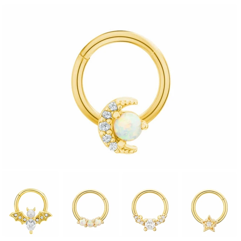 

CANNER Moon Sar Hoop Round Earrings Cubic Zirconia 925 Steling Silver Piercing Cartilage Nose Ring Earings for Women Jewelry