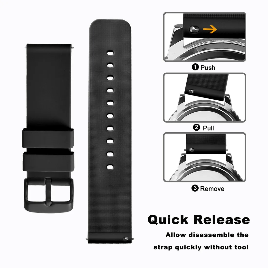 WOCCI Watchband 14mm 18mm 20mm 22mm 24mm Silicone Sport Watch Strap Men Women Replecement Band Rubber Bracelet Stainless Buckle