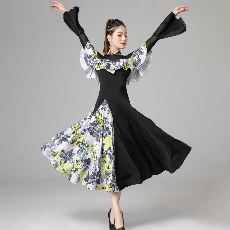 X094 женское платье для современных танцев, костюмы для бальных танцев, костюм для национального стандарта, танцевальная одежда для латиноамериканских выступлений