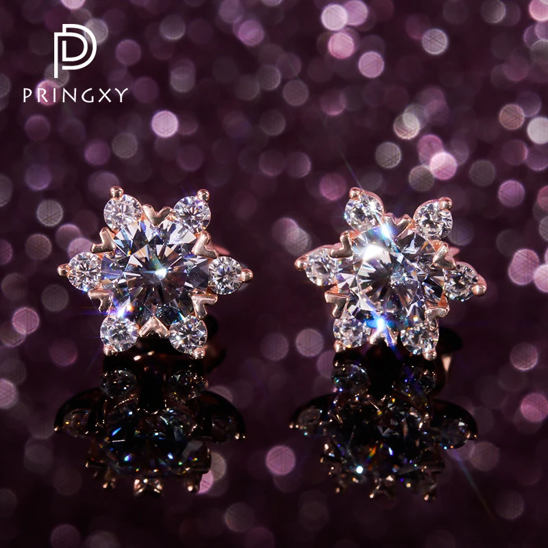 

Женские серьги-гвоздики в виде снежинки PRINGXY, из серебра 925 пробы, цвета розового золота, с высокоуглеродистыми бриллиантами, с шестигранным ...