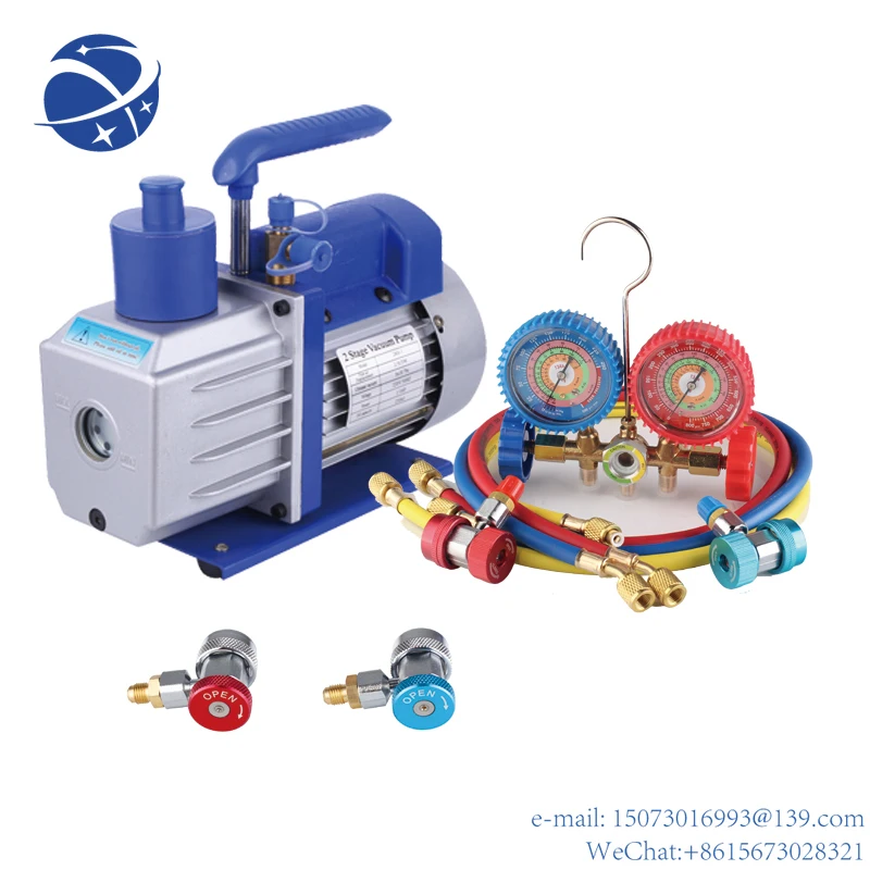 YunYi Оптовая поставка OEM двухступенчатый большой объем hvac охлаждение Корея 220v/60hz 1/2hp 5cfm вакуумный насос и трубопровод R410A