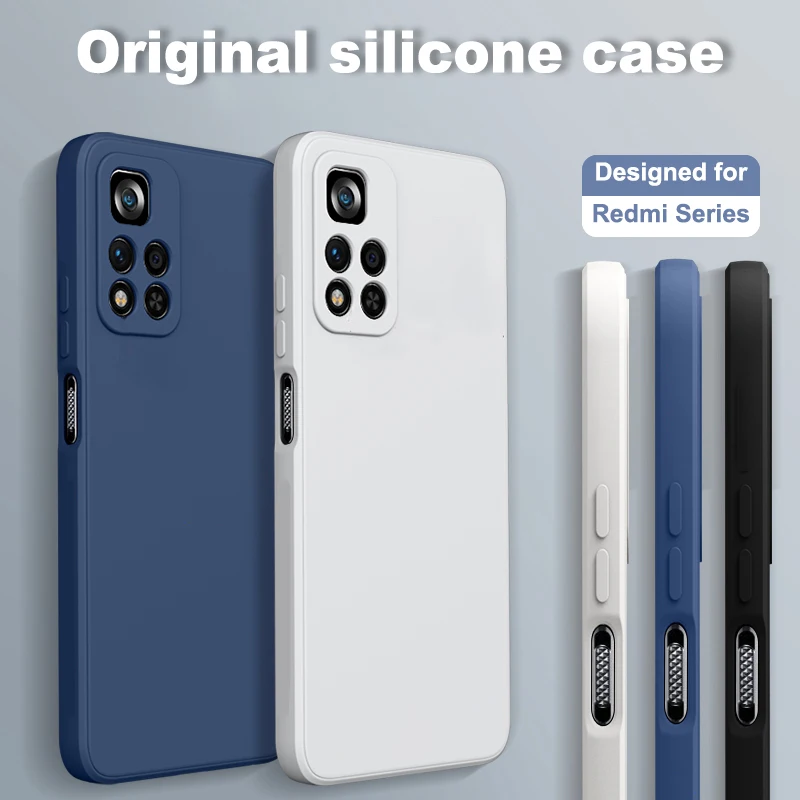 Жидкий силиконовый чехол для Xiaomi Redmi Note 11 11T 10 9 9S 9T 8 8T 7 Pro POCO F3 M3Pro X3GT Мягкий защитный