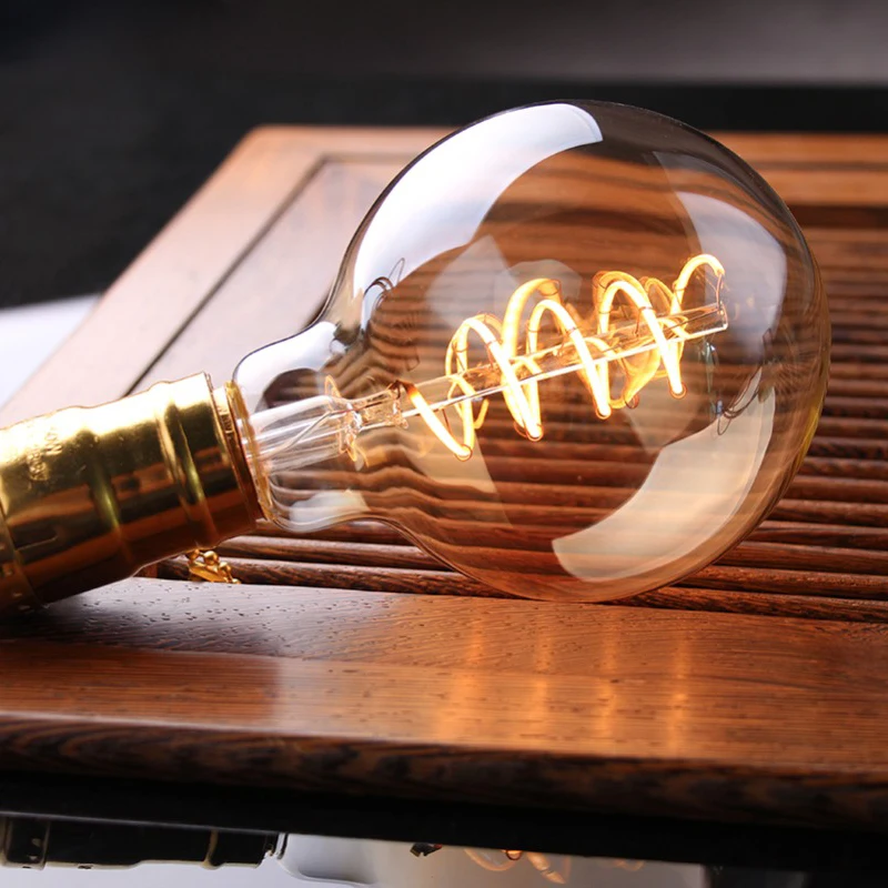 

4PCS/Lot 3W Filament Lamp Dimmable Spiral Edison Amber Globe Glass Led Bulb 2200k E26 110V E27 220V Decorative Light Bulbs