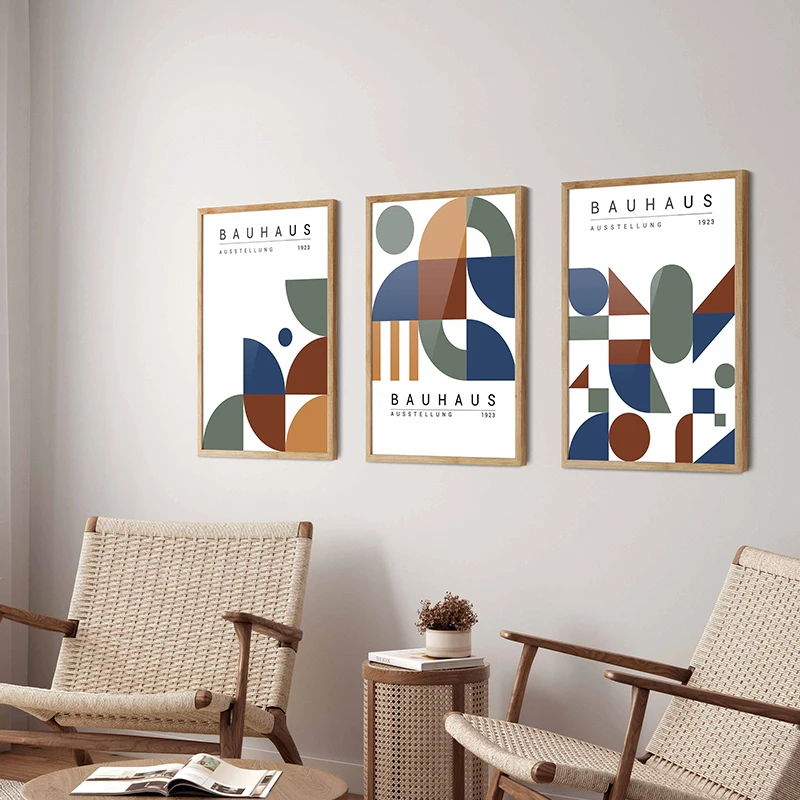 Постер Bauhaus розового/синего/коричневого/Красного зеленого цвета Современная