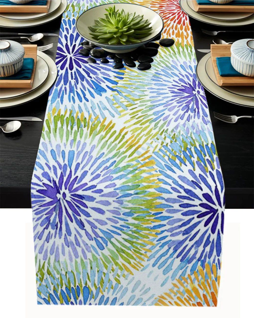 

Узор Tie-Dye этнический акварельный праздник украшение для домашвечерние кофейный столик Рождественский Свадебный декор обеденная скатерть