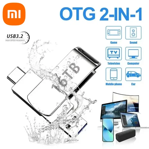 Xiaomi 16 ТБ Флэш-накопитель Usb 3.2 Супервысокоскоростной металлический переносной U-диск Водонепроницаемый диск Type C SSD USB-накопитель