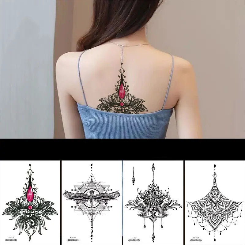 

Large Rose Jewelry Water Transfer Tattoo Stickers Women Body Chest Art Temporary Tattoo Girl Waist Bracelet Fake Tatoos Flower