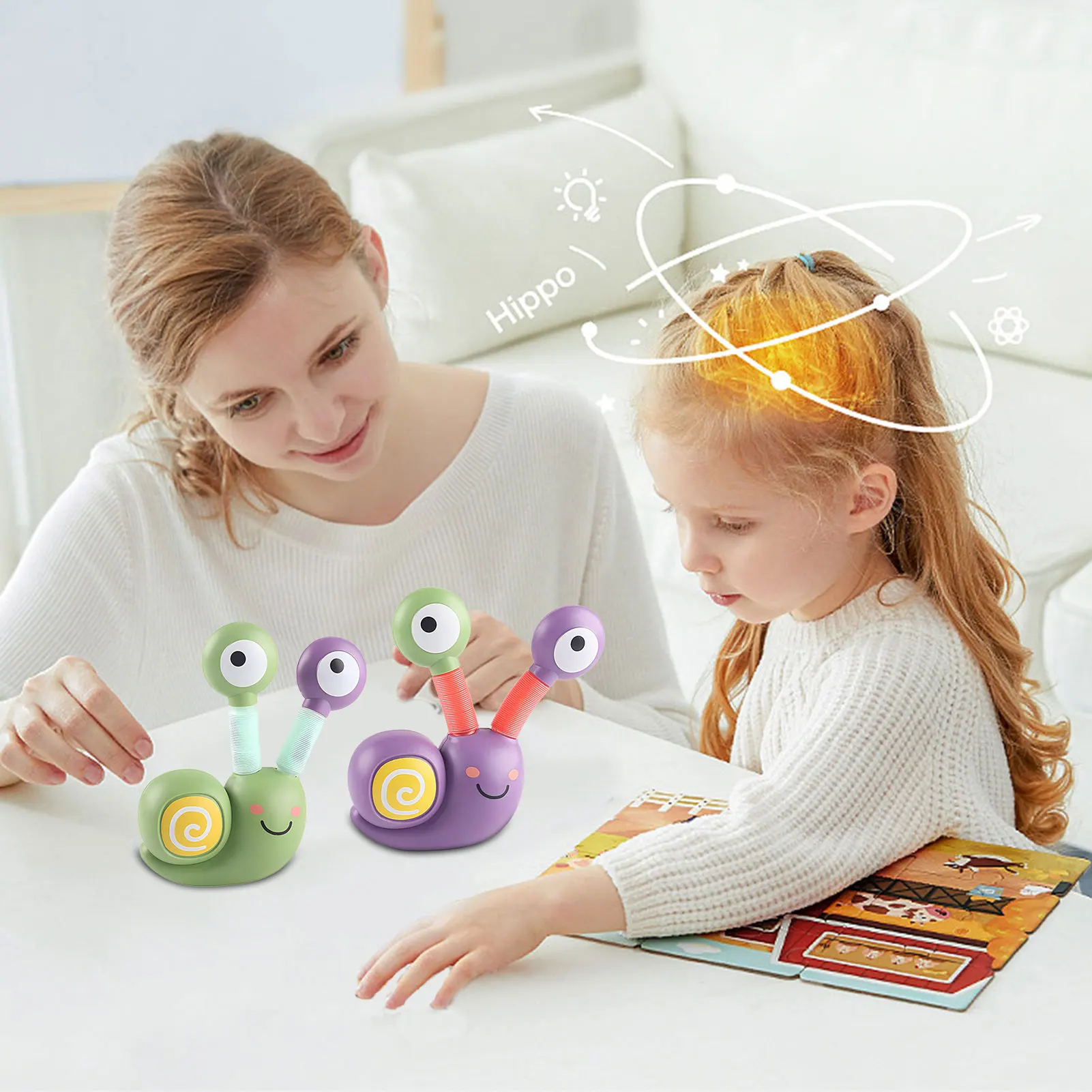 

New Tubes Fidgets Toy Snails Tubes Colorful Sensory Toys For Kids Sensory Stretch Tubes With Funny Expression Suction Cup Light