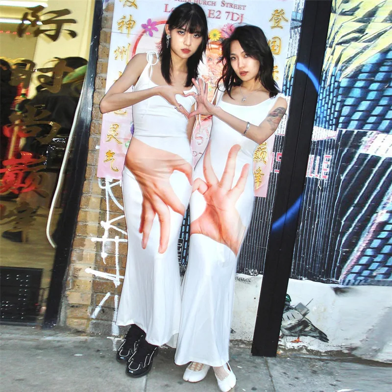 

3D Funny Printed Women Long Maxi Dress Spaghetti Straps U Neck Flare Dresses 2023 Summer High Street Outfits Club Party Vestidos