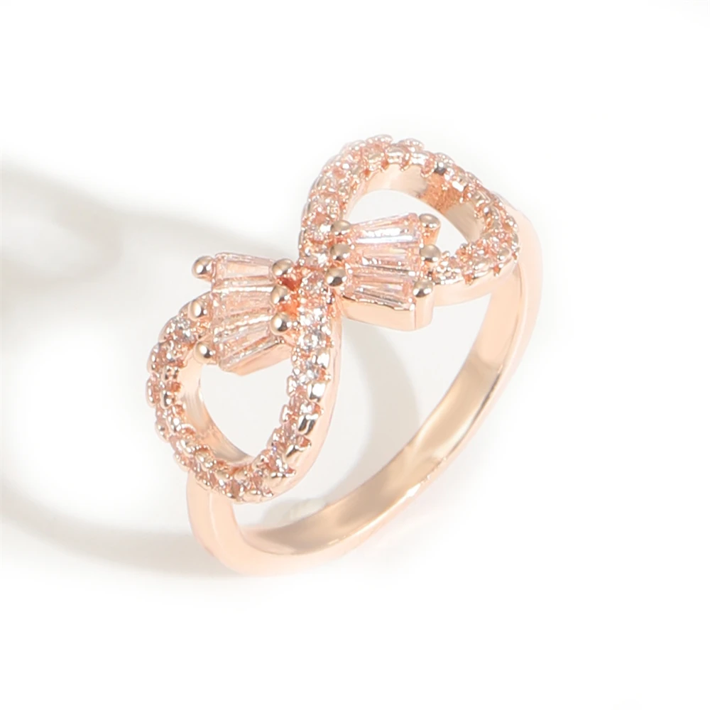 

Coconal Fashion Women Forever Love Knot Ring Rose Gold Color Accessories Finger Rings For Female Party Jewelry Gifts