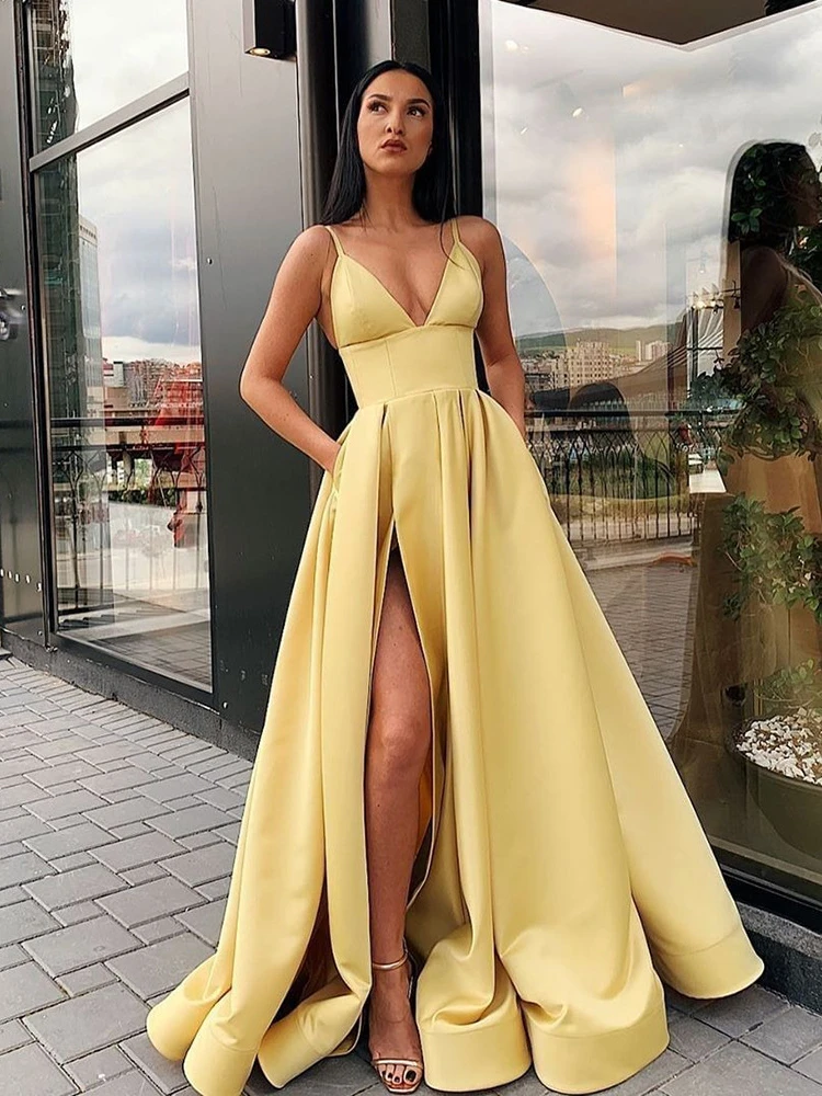 

New Fashion Women's Dress Solid Color Sleeveless V-neck Elegant Split Vestido Casual Party Dress for Women 2023