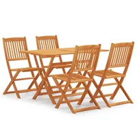 5 Piece Folding Patio Dining Set Solid Eucalyptus Wood A Outdoor Table and Chair Sets Outdoor Furniture Sets