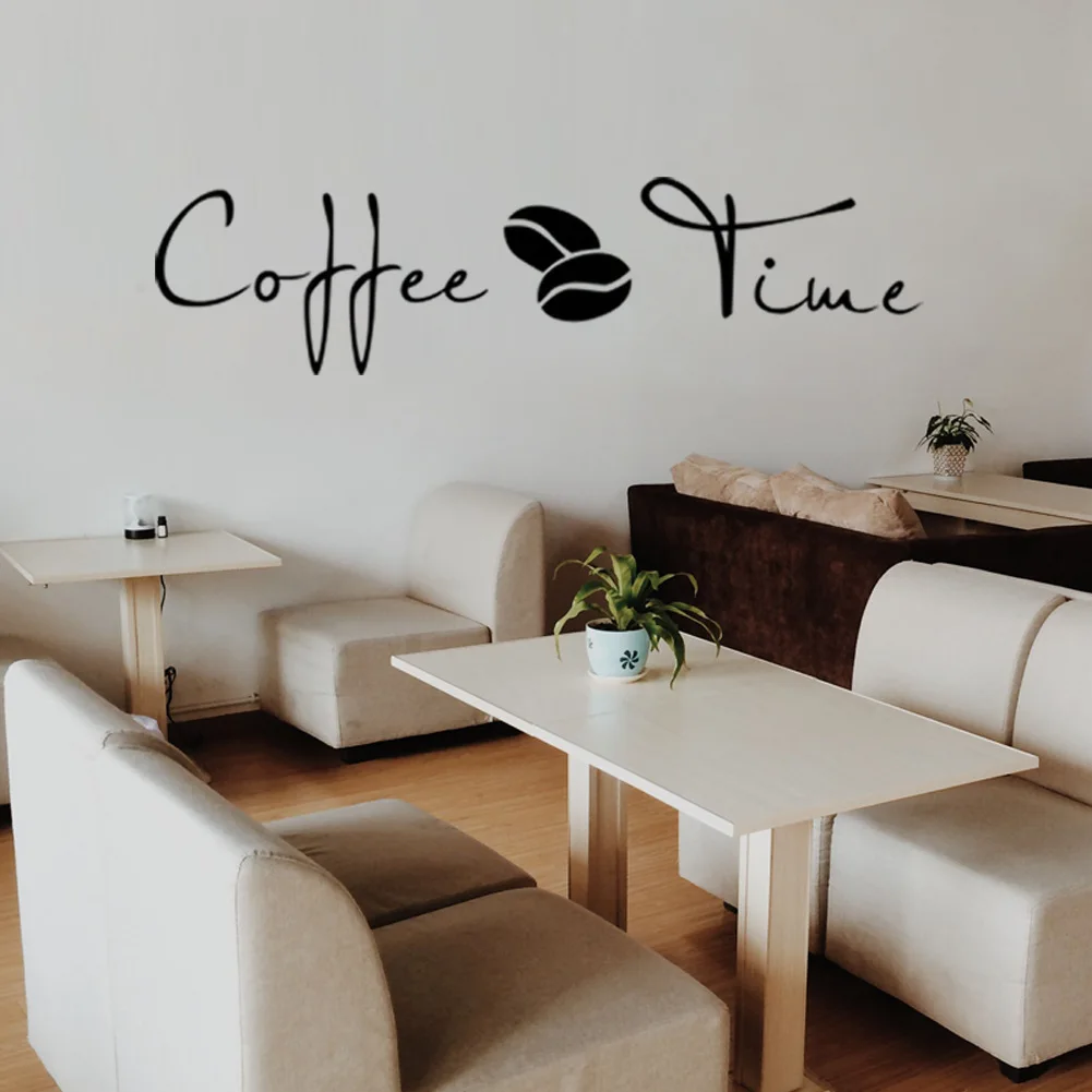 

Creative English Coffee Time Coffee Shop Kitchen Home Carved Wall Stickers Self-adhesive Waterproof