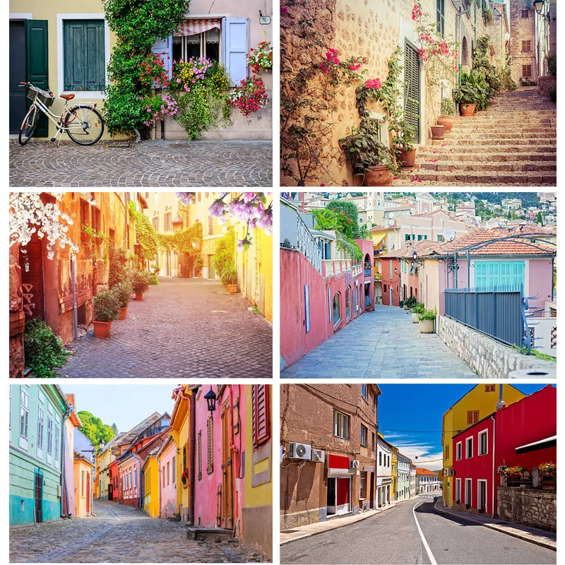 

Country Small Town Natural Scenery Photo Background Street Sky Photography Backdrop Living Room Decor Poster 22617 JD-02