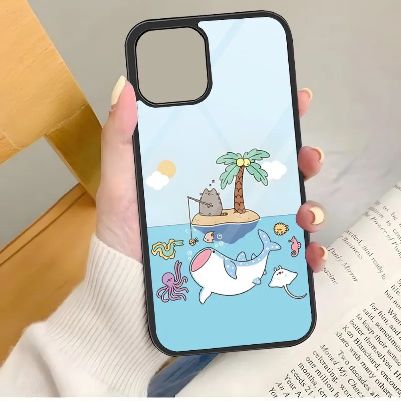 Милый мультяшный Кот P-Pusheens чехол для телефона ПК + ТПУ Samsung Galaxy S10 S30 S22 S20 S21 Plus Ultra Note