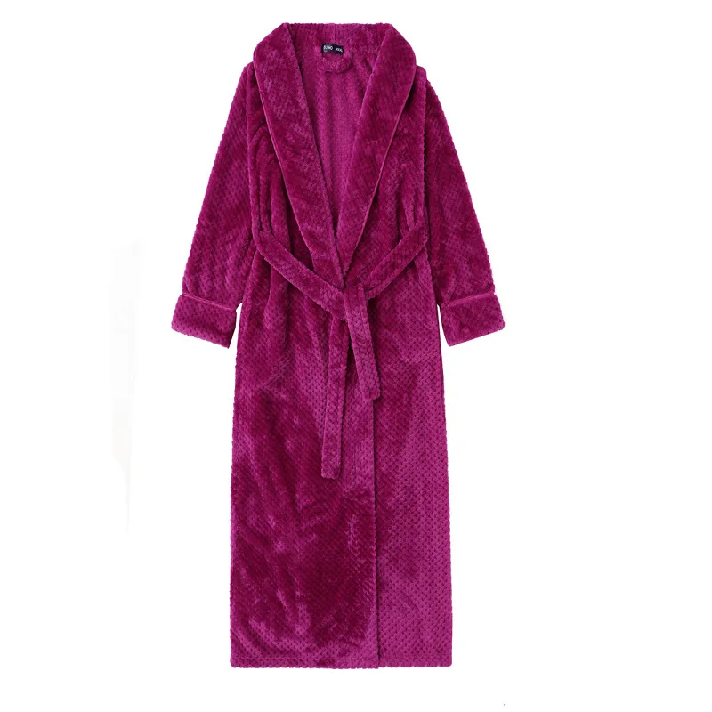 Winter Bathrobe Lovers Brown Robes Men Bathrobe Solid Towel Fleece Long Sleepwear Bridesmaid Robe White Plus Size Men